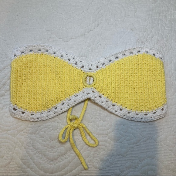 Crochet Butter Yellow Tube Top. M/L. - Picture 1 of 5